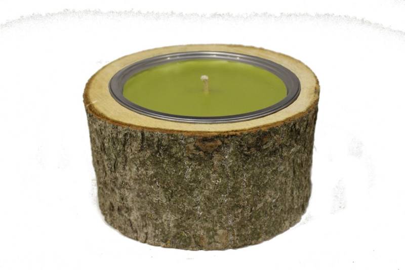House of Rustic Kerze in Alu in Holz Zitronengras Ø 18 x 9 cm olivegrün von House of Rustic