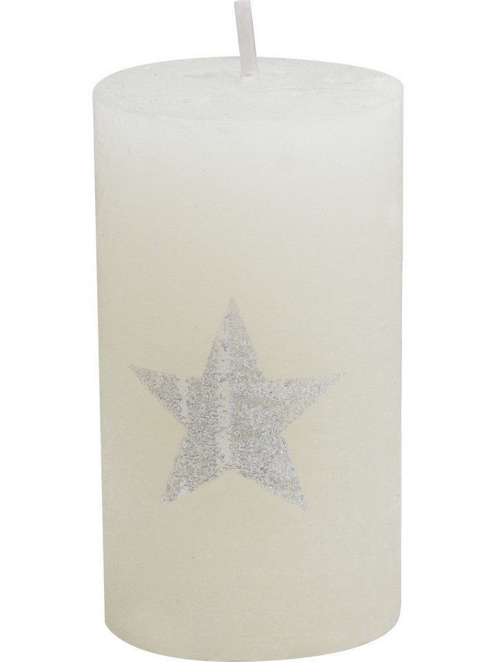 House of Rustic Stumpenkerze House of Rustic Kerze champagner mit silber Stern von House of Rustic