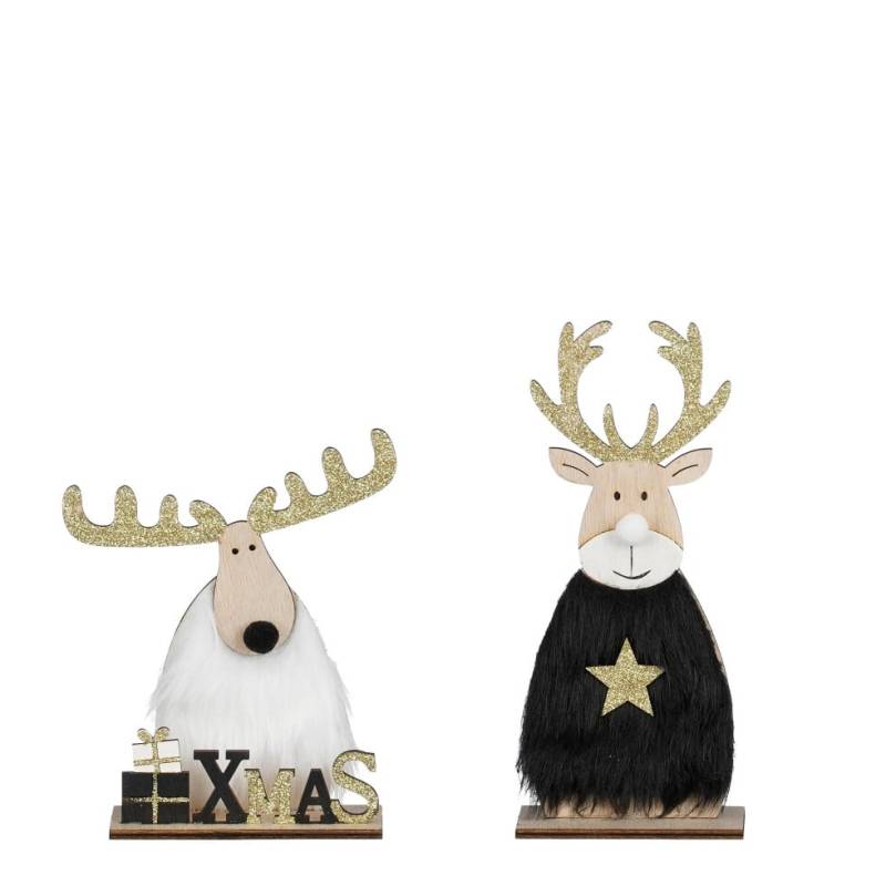 House of Seasons Dekoration Hirsch schwarz/weiß 5 x 15 x 18 cm von House of Seasons