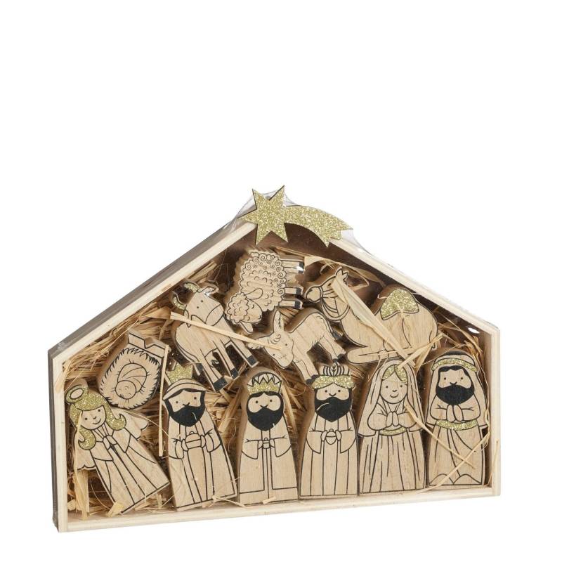 House of Seasons Weihnachtskrippe Holz 22 x 30 x 3,5 braun von House of Seasons