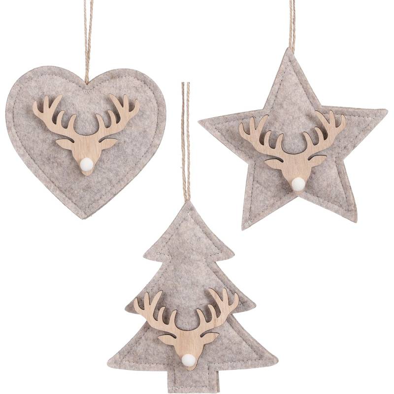 Ornament Stern Herz Baum Creme 17 x 16 x 2,5 cm von House of Seasons