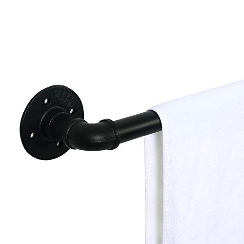 HouseAid 61 cm industrieller Stahlrohr-Handtuchhalter, strapazierfähig, rustikale Handtuchstange, Vintage-Stil, Handtuchstange für Badezimmer, Mattschwarz von HouseAid