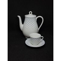 Vintage Rorstrand "Bla Vinge" Porzellan Teekanne/Teetasse Und Untertasse | Hergestellt in Schweden von HouseAntiquesByAdele