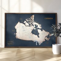Kanada-Karte, Push-Pin-Kanada-Karte, Gerahmte Große Individuelle Karte, Geschenk Für Reisende von HouseOfMapsArts