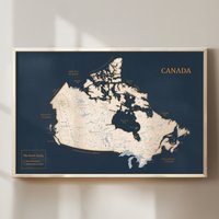 Kanada-Push-Pin-Karte, Große Wandkunst-Karte, Kanada-Reisekarte, Individuelles Geschenk von HouseOfMapsArts