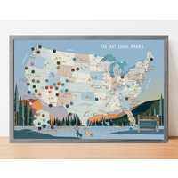 National Parks Reisekarte Mit Pins, Geschenk Für Reisende von HouseOfMapsArts