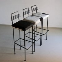 3 Schmiedeeisen Barhocker | Olsson & Damm Schweden 1990Er Jahren von HouseOfVintFurniture