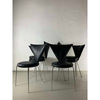 6 Schwarze Metall Stühle Lubke/Kunstleder/Deutschland/Vintage von HouseOfVintFurniture