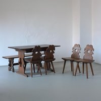 Alpine Geschnitzte Kiefer Esstisch Set | 1950Er Jahre Alpine Geschnitzte Kiefer Esstisch Set | 1950Er Jahre von HouseOfVintFurniture