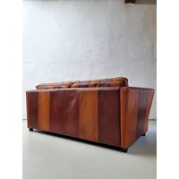 Vintage Gestreift Ledersofa | Orange Braun 210cm von HouseOfVintFurniture