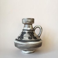 Vintage Keramik Krug Vase/West Germany/Beige Grau Braun von HouseOfVintFurniture