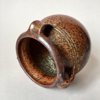 Vintage Steinzeug Vase/Grün Braun Rot von HouseOfVintFurniture