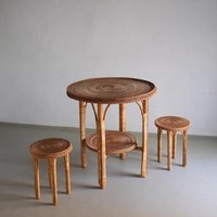Vintage Woben Korbgeflecht Tisch Set | Terrasse Garten 1980Er Jahre von HouseOfVintFurniture