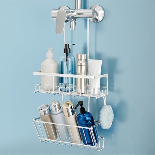 HouseUp Duschablage Ohne Bohren - Duschregal Hängen Shampoo Halterung Für Dusche Duschkorb Dusche Halterung Shower Shelf Bad Regal Seifenhalter, Silver von HouseUp