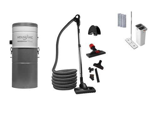 HouseVac Zentralstaubsauger HV-700ST-35H + Premium-Reinigungszubehör Kit 7.5m zur Reinigung Ihres Hauses|Saugkraft 700 AirWatts Ametek Motor-1700W 2 Turbinen Soft Start/Stop Hybridzyklonfiltration von HouseVac