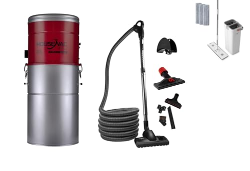 HouseVac Zentralstaubsauger HV-755ST-35H + Premium-Reinigungszubehör-Kit 10.5m zur Reinigung Ihres Hauses Saugkraft 755 AirWatts Ametek Motor-1700W 2 Turbinen Soft Start/Stop Hybridzyklonfiltration von HouseVac