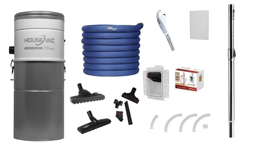 HouseVac Zentralstaubsauger Set Retraflex Schlaucheinzugsystem, 1x Schlaucheinzug mit Stoffüberzug in der gewünschten Länge 12.2m sowie 1x Einbau-Set & Installationsmaterial,1700W von HouseVac