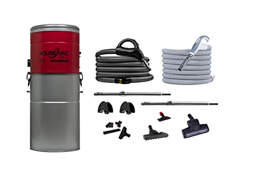 HouseVac Zentralstaubsauger SpeedCleaner HV-755ST-35H 755 AirWatts Ametek Motor-1700W 2 Turbinen Soft Start/Stop Hybridzyklonfiltration + 2 x Premium Zubehörset 9m von HouseVac