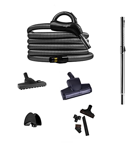 HouseVac Zentralstaubsauger Zubehör Kit 9 Teile; Saugschlauch mit Handgriff Teleskopstange Umschaltbare Bodendüse Fugendüse Premium-Set zur gründlichen Reinigung 12m von HouseVac