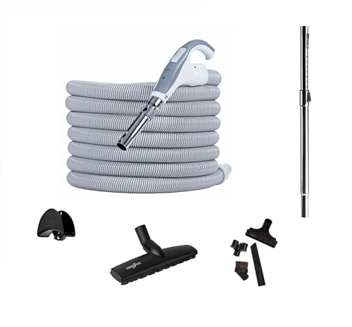 HouseVac Zubehörset Zubehör Kit 8 Teile zentralstaubsauger Schlauch 9m Teleskoprohr mit Clip Bürste ist für Hartböden wie Parkett, Holzböden, Laminat und Fliesen geeignet. von HouseVac