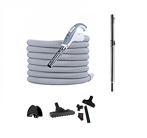 Zentralstaubsauger HouseVac Zubehör Kit 8 Teile Saugschlauch (10.5m) mit Handgriff Teleskopstange Umschaltbare Bodendüse Fugendüse Premium-Set zur gründlichen Reinigung von HouseVac