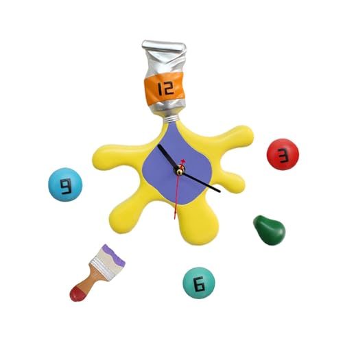 HouseVibe Kreative Pigment-Wanduhr, modern, leise, nicht tickend, künstlerisches Farbspritzer-Design für Kinderzimmer, Schlafzimmer, Wohnzimmer, Küche, Büro, 29 x 23,5 cm HouseVibe Kreative Pigment-Wanduhr, modern, leise, nicht tickend, künstlerisches Farbspritzer-Design für Kinderzimmer, Schlafzimmer, Wohnzimmer, Küche, Büro, 29 x 23,5 cm von HouseVibe