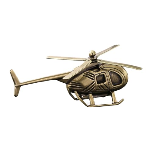 HouseVibe Mini Messing Hubschrauber Figur 9,8 cm Luftfahrt Dekor Tee Haustier Desktop Dekoration für Sammler Wohnzimmer Retro von HouseVibe