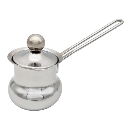 HouseVibe Türkische Kaffeekanne, schmelzende Schokoladentopf, leicht zu reinigen, Teekanne mit Deckel, universell mit Griff, Kaffeekessel, Butterschmelzkrug - B von HouseVibe
