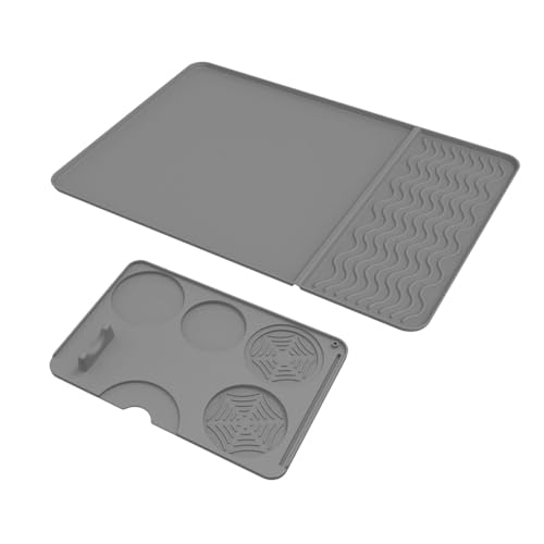 Kaffeematte mit Espresso-Stopfkissen für Kaffeemaschine, vielseitige Espressomatten für Arbeitsplatte, Grau, 60 x 40 cm, Grau von HouseVibe