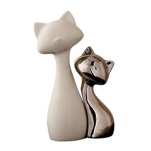 Keramik-Katzenstatue, Ornament, Sammlung, dekoratives Handwerk, Kunstwerk, Heimdekoration, 2 Stück Keramik-Katzenstatue, Ornament, Sammlung, dekoratives Handwerk, Kunstwerk, Heimdekoration, 2 Stück von HouseVibe