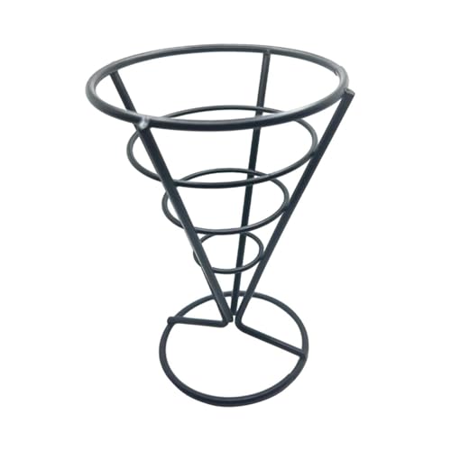 Pommes-Frites-Ständer, Eisenkegelform, wiederverwendbar, Ölabtropfkorb, Snackkorb für Restaurant, Tisch, Picknick, Café, Schwarz von HouseVibe