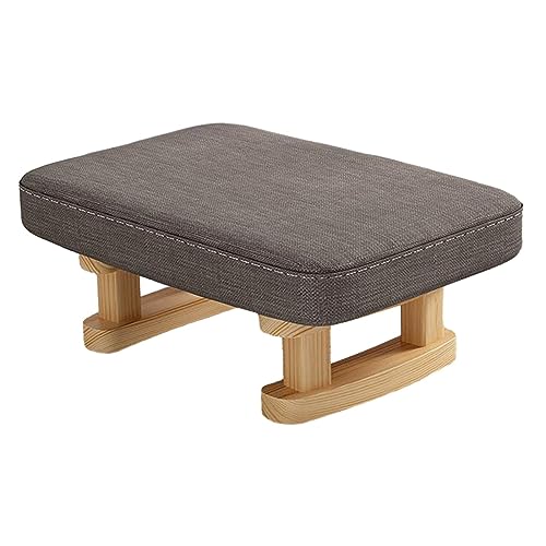 Rechteckiger Fußhocker mit Holzbeinen, kleiner niedriger Pouf für Wohnzimmer und Schlafzimmer, 41 x 30 x 18 cm, Stil C von HouseVibe