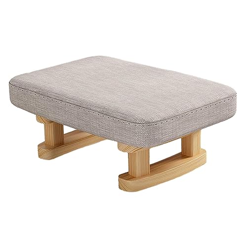 Rechteckiger Fußhocker mit Holzbeinen, kleiner niedriger Sitzhocker für Wohnzimmer und Schlafzimmer, 41 x 30 x 18 cm, Stil A von HouseVibe
