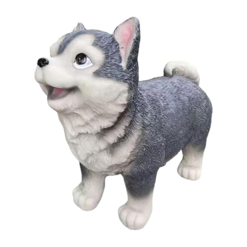 Sibirischer Husky Hund Figur heulende Harzstatue 16 cm realistische Tiermodellfigur für Zuhause Büro Dekor von HouseVibe