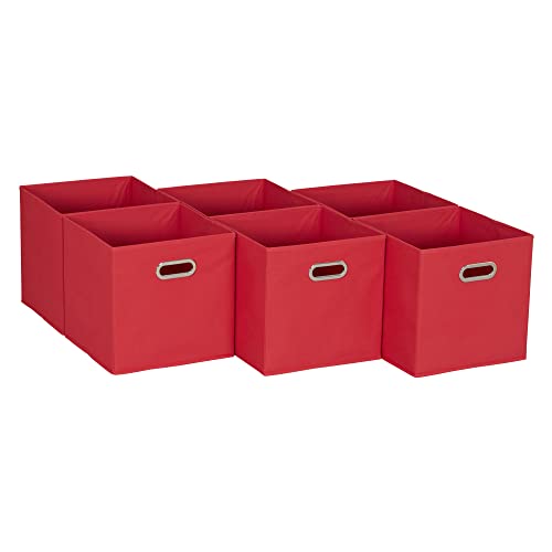 Household Essentials, Rot, Aufbewahrungsbehälter mit Griff, Stoff, 6 Stück, Kunststoff, 6 von Household Essentials