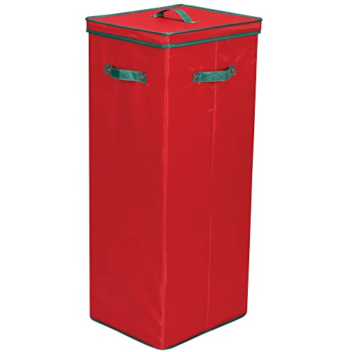 Household Essentials Feiertags-Verpackungs-Papier-Aufbewahrungsbehälter, Rot mit grüner Ordnung von Household Essentials