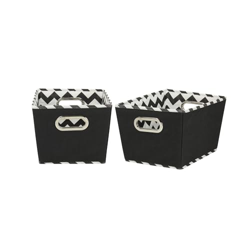 Household Essentials Kleine Tapered Dekorative Aufbewahrungsboxen, 2 Pack Set, Schwarz / Chevron von Household Essentials