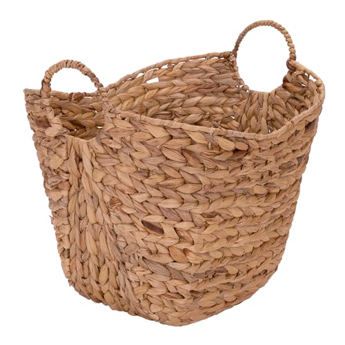 Household Essentials ML-4002 Tall Water Hyacinth Wicker Basket with Handles | Natural, Brown, Natural von Household Essentials