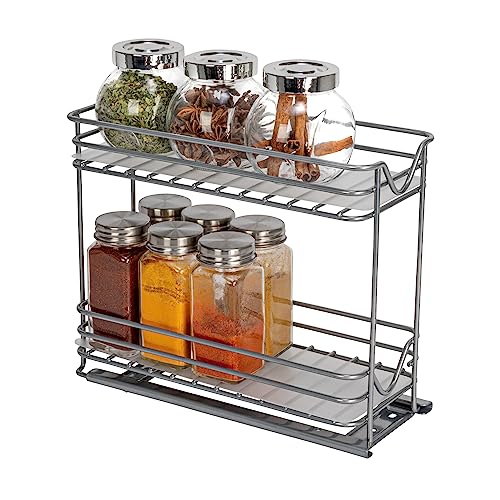 Household Essentials Glidez Aufbewahrungs-Organizer aus pulverbeschichtetem Stahl mit Kunststoffeinsätzen für Gewürzregale – 2-stöckiges Design – passend für Schränke oder Regale in Standardgröße, von Household Essentials