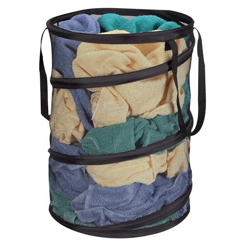 Household Essentials Pop-up-Klapp-Mesh Wäscheservice Hamper, Schwarz von Household Essentials