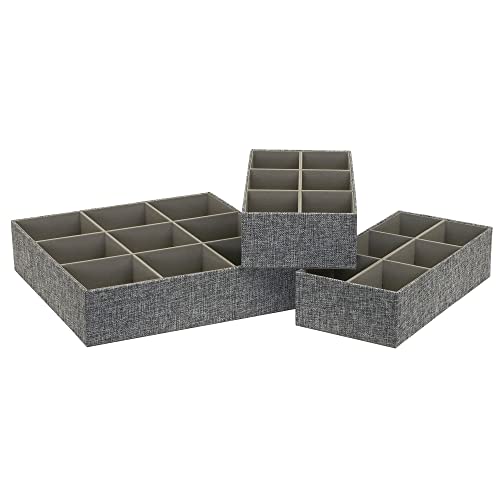 Household Essentials Schubladenorganizer, Starter-Set, Graphit, 3-teilig Schubladen-Organizer, Leinen Polyester Polypropylen Household Essentials Schubladenorganizer, Starter-Set, Graphit, 3-teilig Schubladen-Organizer, Leinen Polyester Polypropylen von Household Essentials