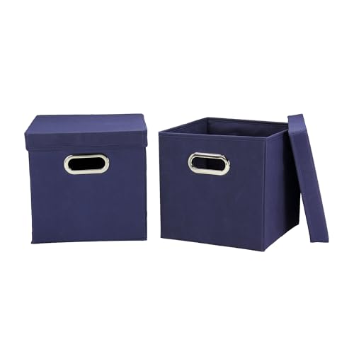 Household Essentials, 33-1, dekoratives Aufbewahrungswürfel-Set mit abnehmbaren Deckeln, Marineblau, 2er-Pack Household Essentials, 33-1, dekoratives Aufbewahrungswürfel-Set mit abnehmbaren Deckeln, Marineblau, 2er-Pack von Household Essentials