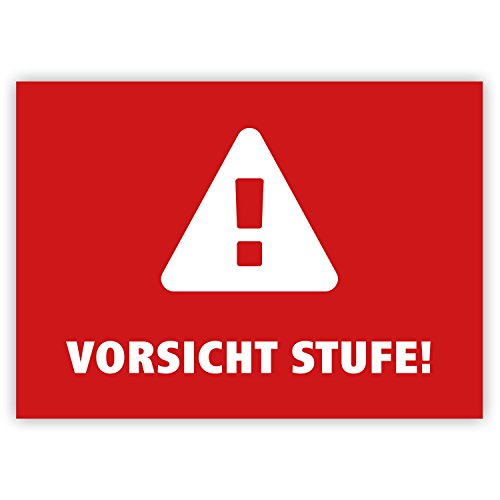 10 Stück - Aufkleber Vorsicht Stufe (selbstklebend für innen und außen), rot/weiß, rechteckig, 74x52mm von HouseholdBasics