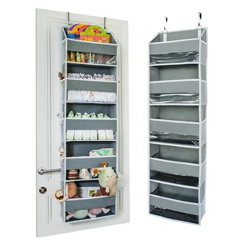 Ooh So Tidy Tür-Organizer – 5-stöckiger Hänge-Organizer mit 5 großen Taschen und 10 Netztaschen – ideal für Bastelzimmer, Kinderzimmer, Schlafsaal und Schuhorganisation (grau, 38,1 x 141 x 16,5 cm) von Houseify