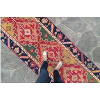 Antiker 3'4 "x 9'8" Teppich Abstrakter Blumen Oushak Kirsehir Beunruhigter Wollkars Handgeknüpfter Läufer 1910Er Jahre - Kostenloser Domestic-Versand von HouseofSeance