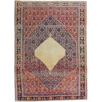 Antiker 4'7 "x 6'3" Senne Teppich Diamond Medaillon Lachs Navy Handgeknüpfter Wollteppich - Kostenloser Inlandsversand Antiker 4'7 "x 6'3" Senne Teppich Diamond Medaillon Lachs Navy Handgeknüpfter Wollteppich - Kostenloser Inlandsversand von HouseofSeance