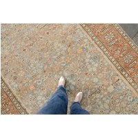 Antiker 6'9 "x 14'6" Teppich Allover Geometrisch Floral Terra Cotta Blau Handgeknüpfter Bereich Wolle Breiter Läufer 1920Er Jahre - Kostenloser von HouseofSeance