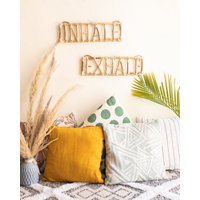 Rattan Inhale Exhale Wand Spruch, Gym Schild, Arbeitszimmer Wandkunst, Bambus Zitat, Wandbehang, Wandschild, Made in India von Houseofekam