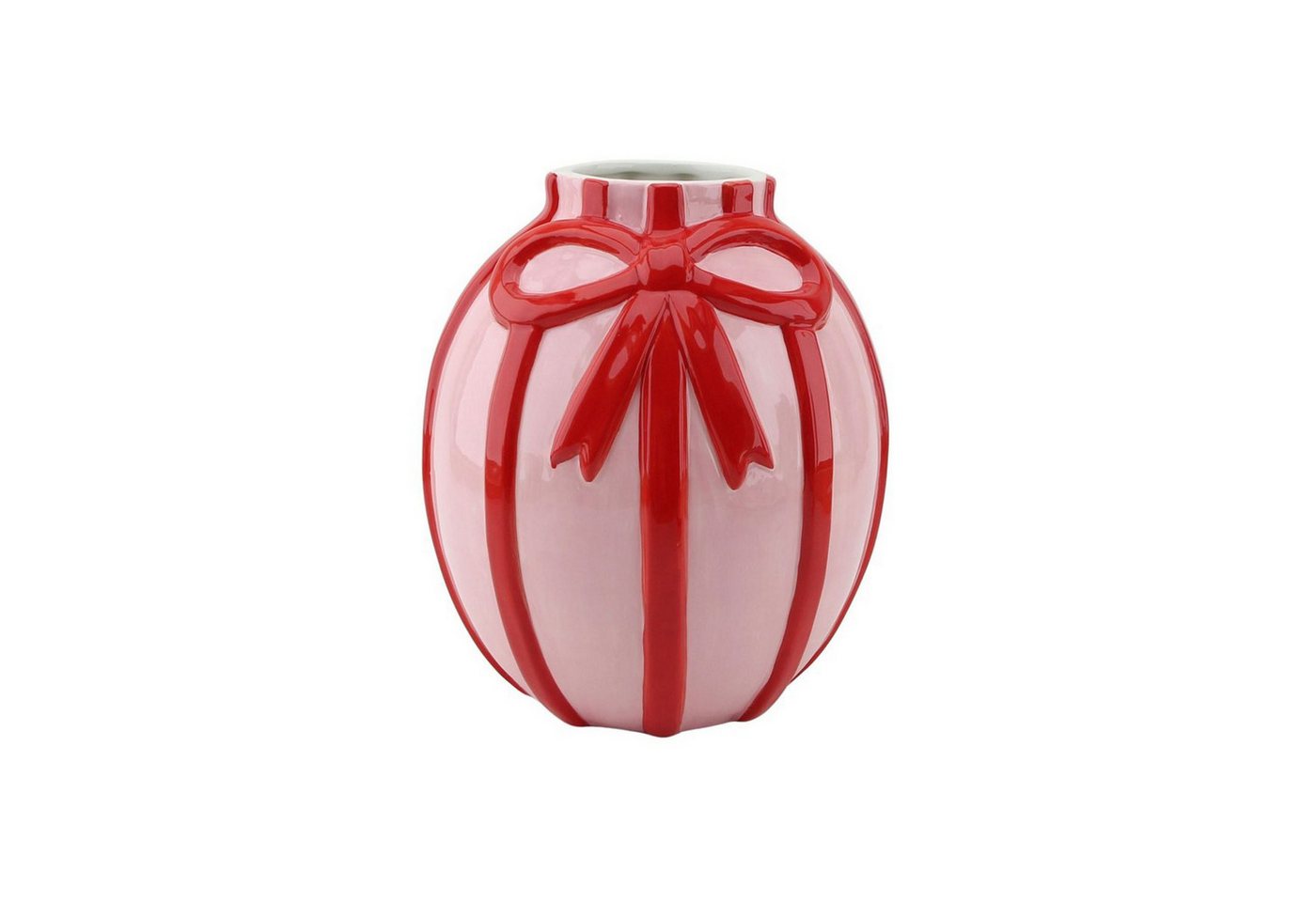 Housevitamin Tischvase Vase Keramik Orange Rosa Rot 17 cm mit Schleife (1 St., 1x Vase), dekorative Tischvase aus Keramik in leuchtenden Farben von Housevitamin