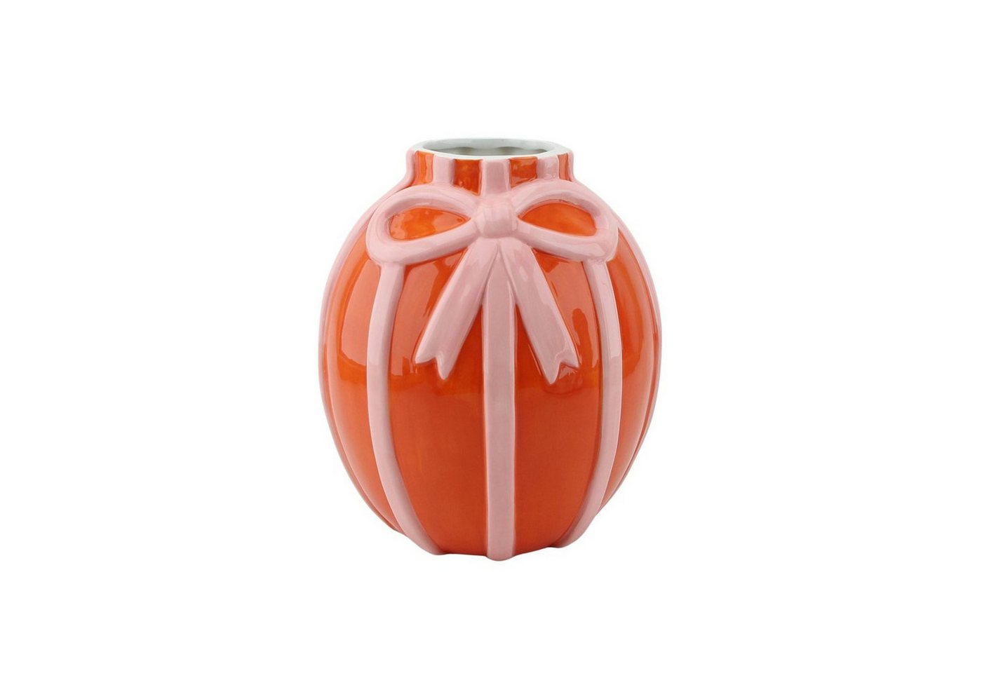 Housevitamin Tischvase Vase Keramik Orange Rosa Rot 17 cm mit Schleife (1 St., 1x Vase), dekorative Tischvase aus Keramik in leuchtenden Farben von Housevitamin